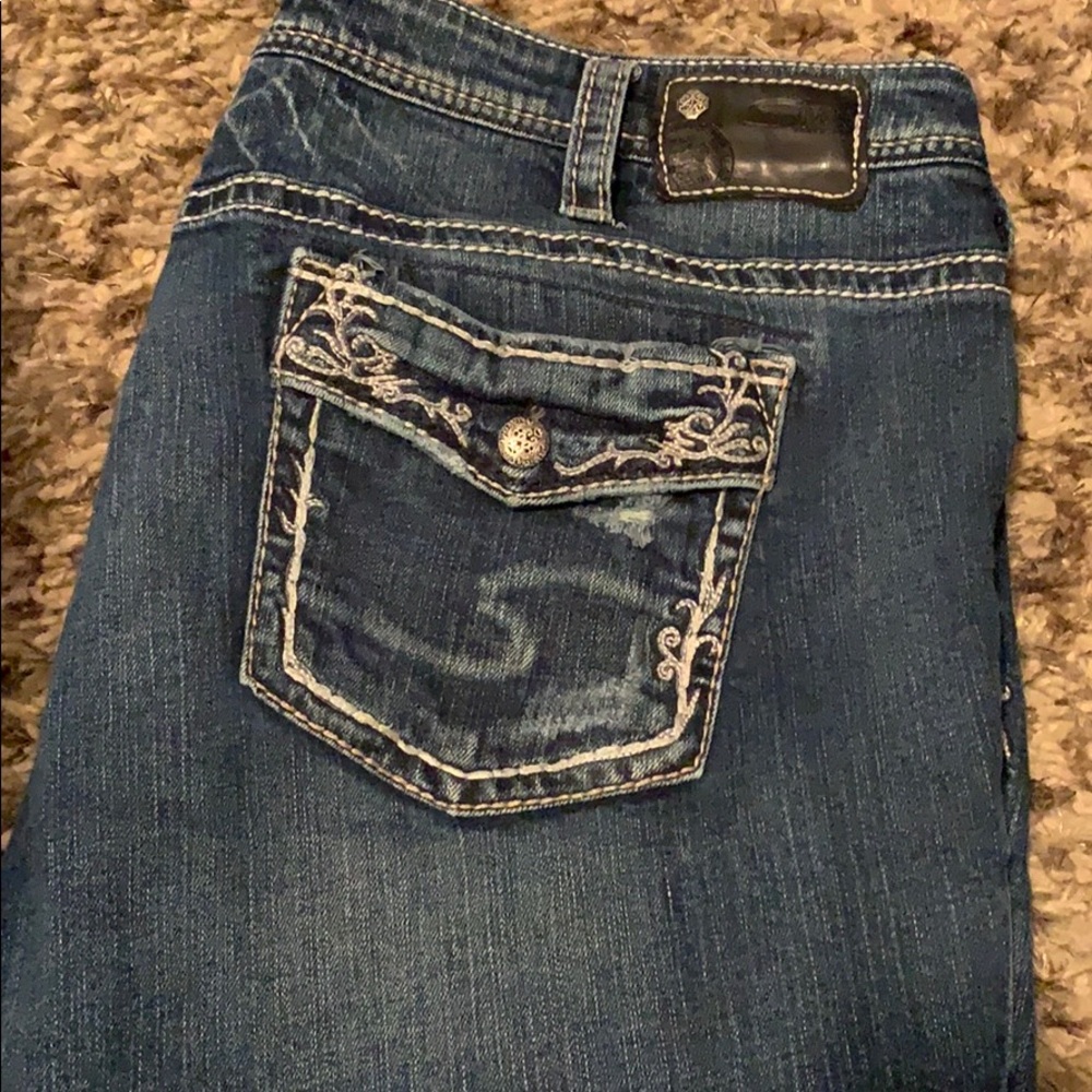 Silver distressed cropped